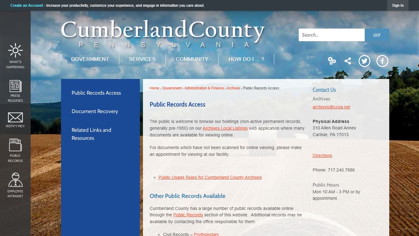 Public Records Access | Cumberland County, PA - Official ...